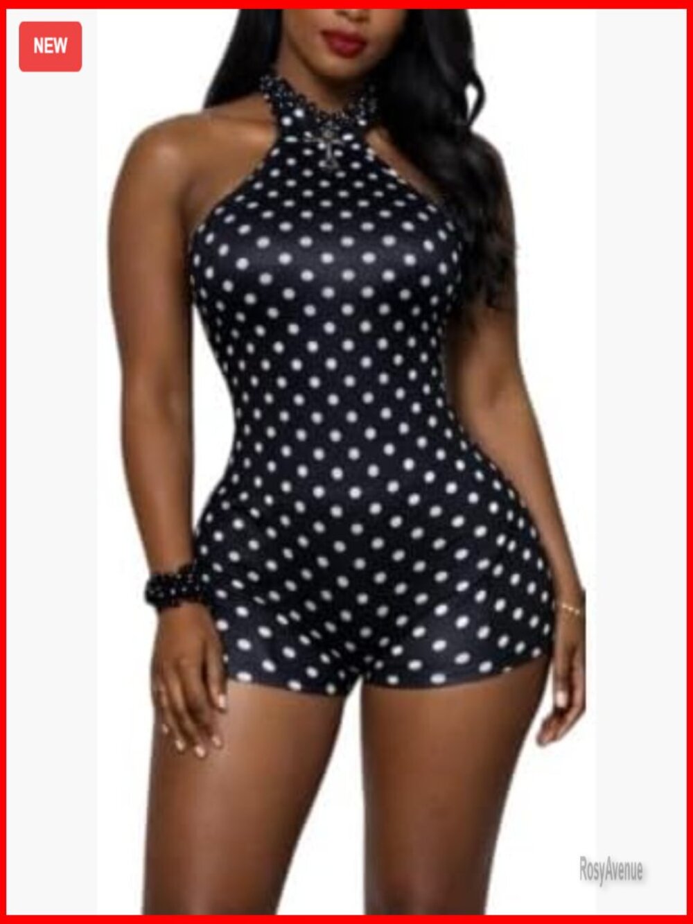 Polka Dot Backless Halter Jumpsuit Club Bodycon Romper